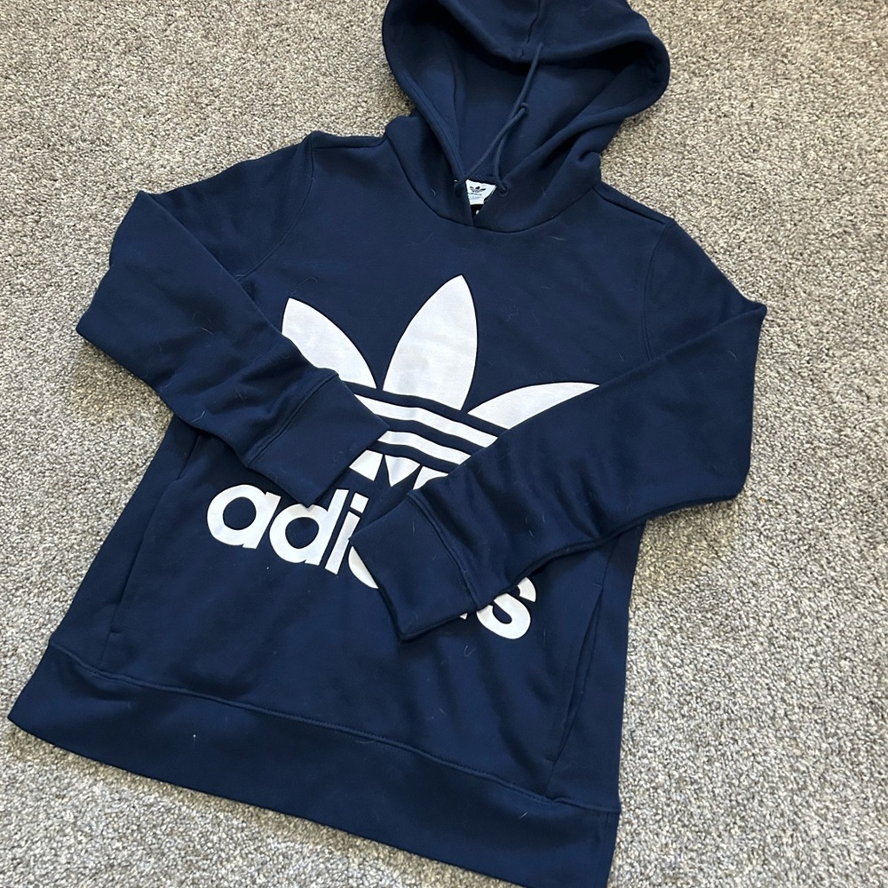Adidas Dark Blue Hoodie with White Logo